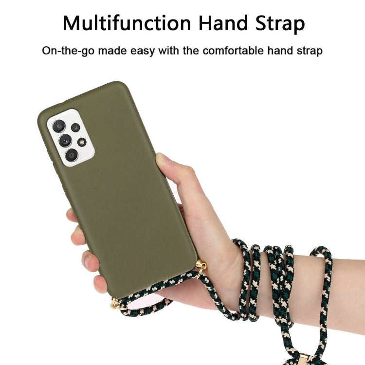 For Samsung Galaxy A53 Wheat Straw Material + TPU Protective Case with Lanyard