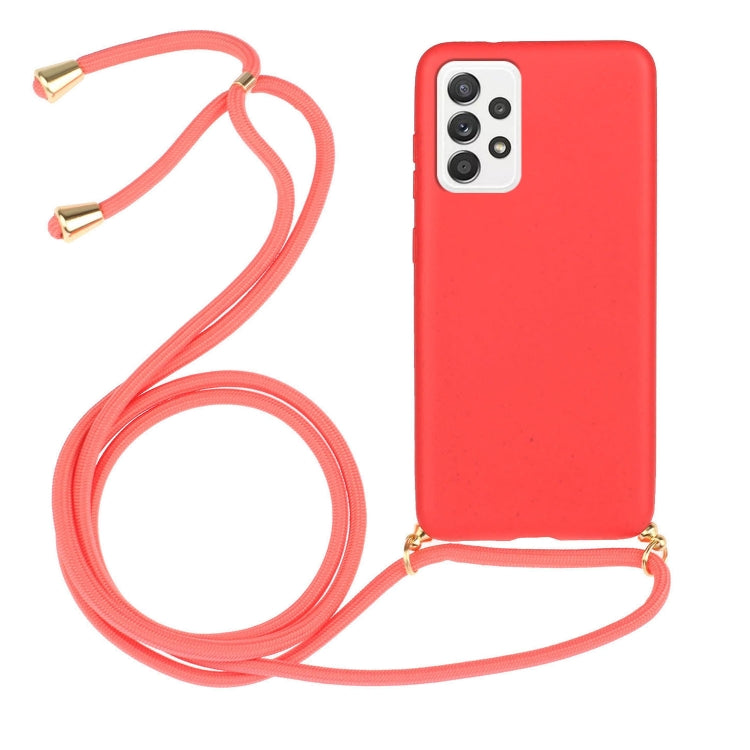 For Samsung Galaxy A53 Wheat Straw Material + TPU Protective Case with Lanyard