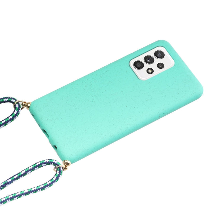 For Samsung Galaxy A53 Wheat Straw Material + TPU Protective Case with Lanyard