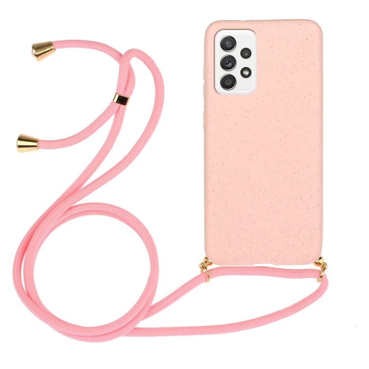 For Samsung Galaxy A53 Wheat Straw Material + TPU Protective Case with Lanyard