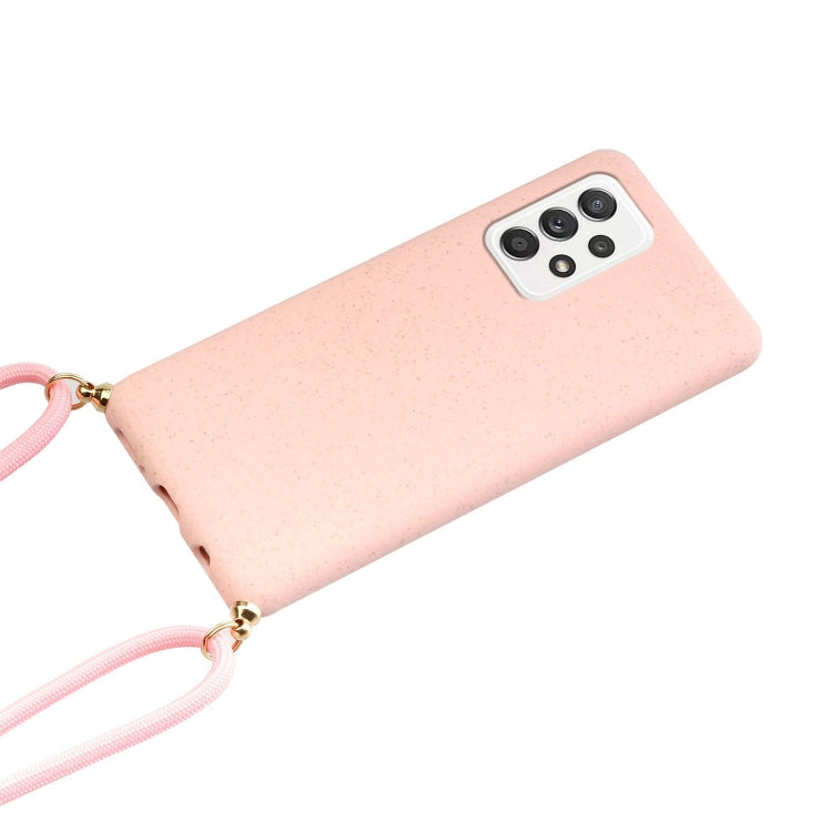 For Samsung Galaxy A53 Wheat Straw Material + TPU Protective Case with Lanyard