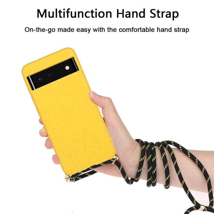 For Google Pixel 6 Wheat Straw Material + TPU Protective Case with Lanyard