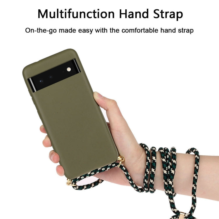 For Google Pixel 6 Wheat Straw Material + TPU Protective Case with Lanyard