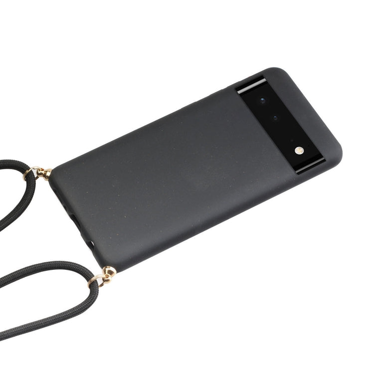 For Google Pixel 6 Wheat Straw Material + TPU Protective Case with Lanyard