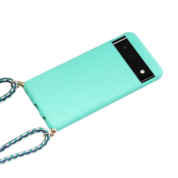 For Google Pixel 6 Wheat Straw Material + TPU Protective Case with Lanyard