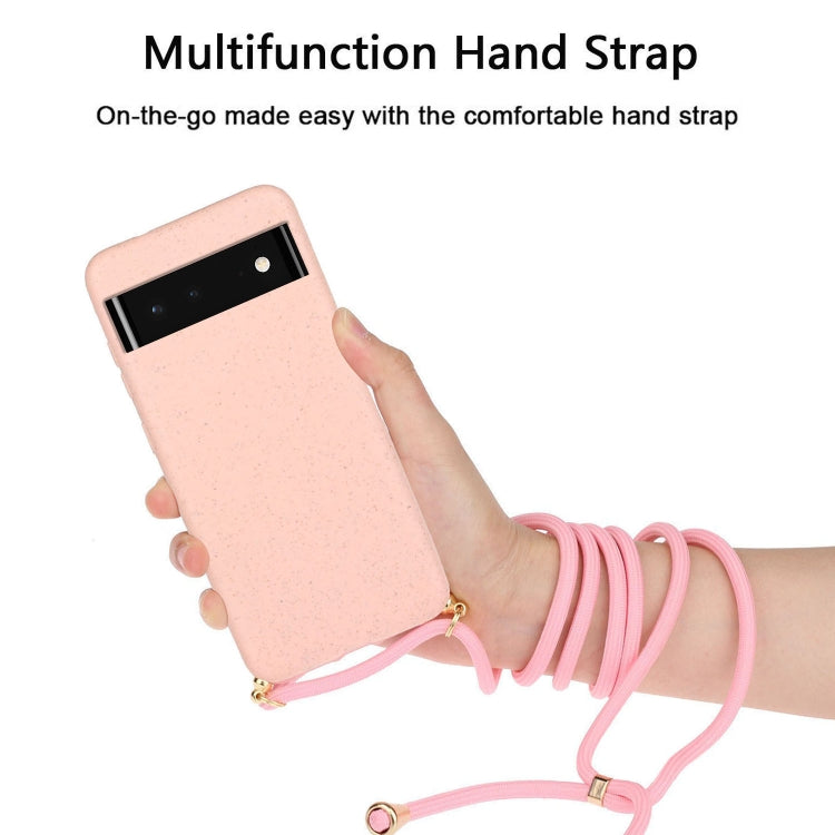 For Google Pixel 6 Wheat Straw Material + TPU Protective Case with Lanyard
