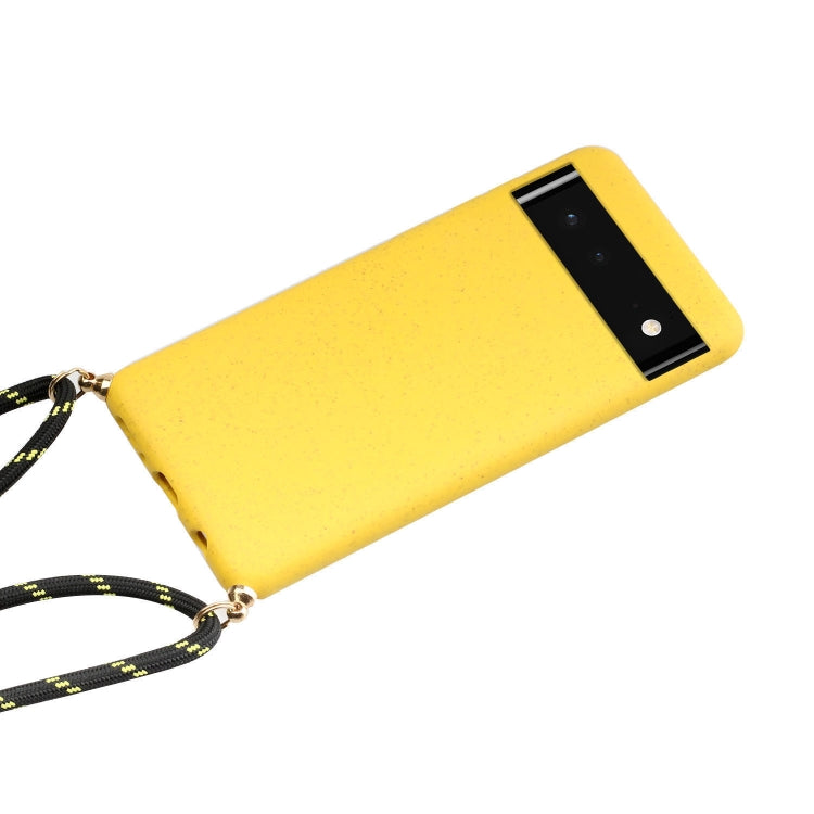 For Google Pixel 6 Pro Wheat Straw Material + TPU Protective Case with Lanyard