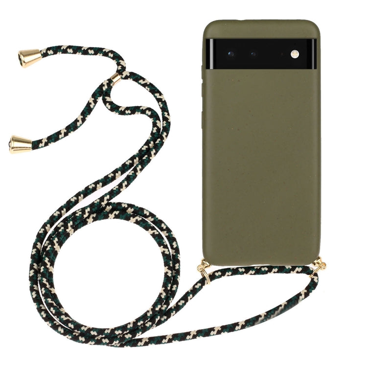 For Google Pixel 6 Pro Wheat Straw Material + TPU Protective Case with Lanyard