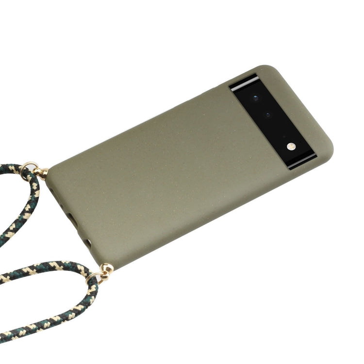 For Google Pixel 6 Pro Wheat Straw Material + TPU Protective Case with Lanyard