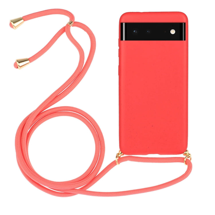 For Google Pixel 6 Pro Wheat Straw Material + TPU Protective Case with Lanyard