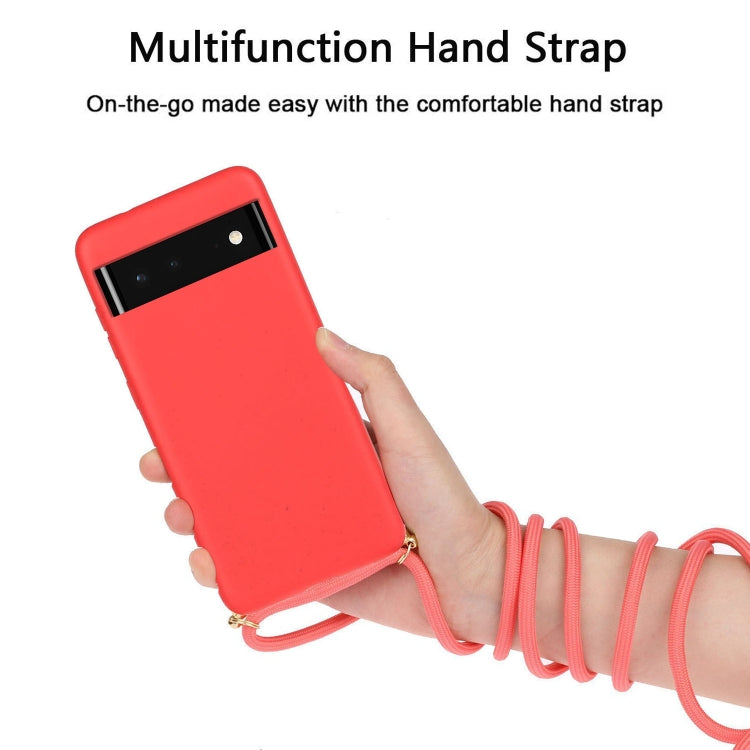For Google Pixel 6 Pro Wheat Straw Material + TPU Protective Case with Lanyard