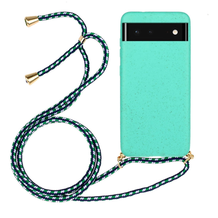 For Google Pixel 6 Pro Wheat Straw Material + TPU Protective Case with Lanyard