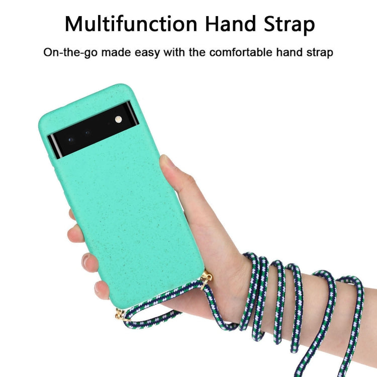 For Google Pixel 6 Pro Wheat Straw Material + TPU Protective Case with Lanyard