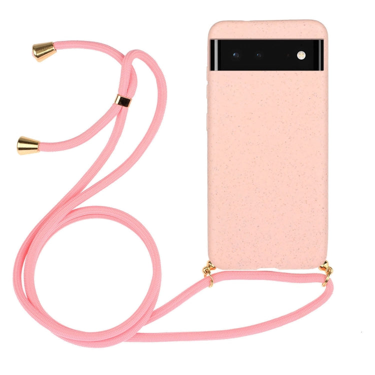 For Google Pixel 6 Pro Wheat Straw Material + TPU Protective Case with Lanyard