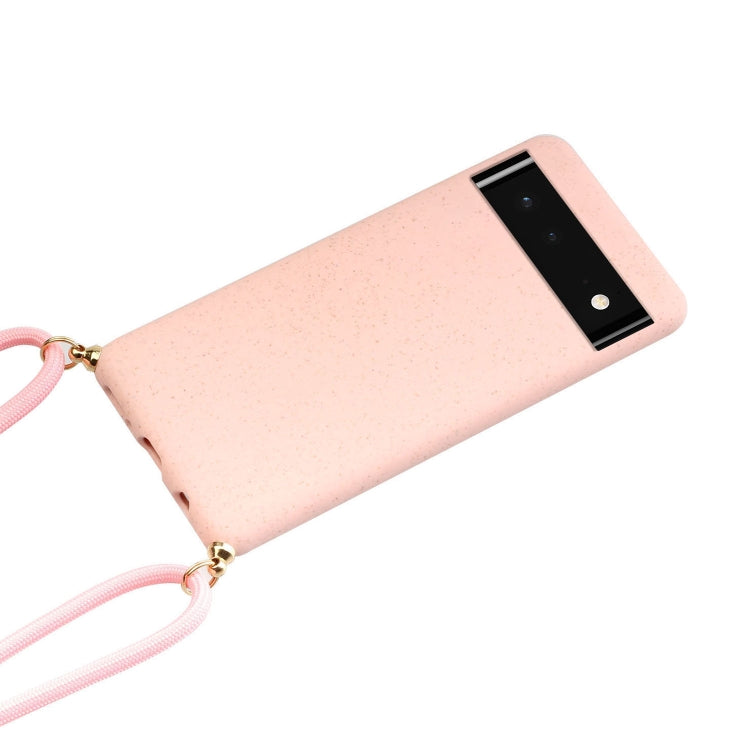For Google Pixel 6 Pro Wheat Straw Material + TPU Protective Case with Lanyard
