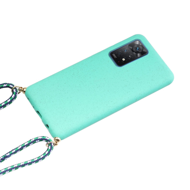 For Xiaomi Redmi Note 11 Pro International Edition Wheat Straw Material + TPU Protective Case with Lanyard