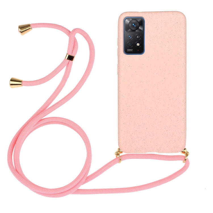For Xiaomi Redmi Note 11 Pro International Edition Wheat Straw Material + TPU Protective Case with Lanyard