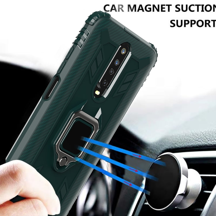 For Xiaomi Redmi K30 Carbon Fiber Protective Case with 360 Degree Rotating Ring Holder