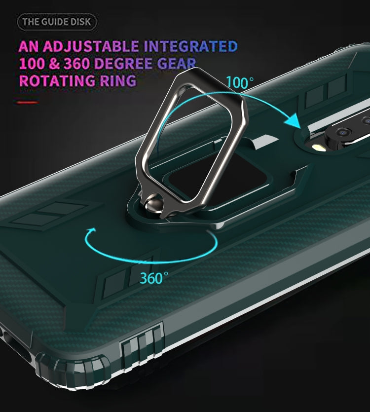 For Xiaomi Redmi K30 Carbon Fiber Protective Case with 360 Degree Rotating Ring Holder