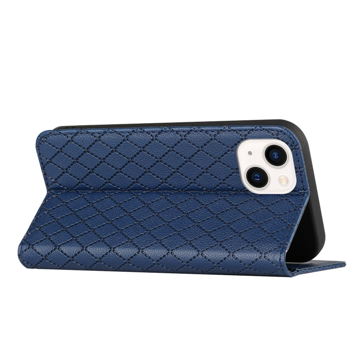 For iPhone 14 Plus S11 RFID Diamond Lattice Flip Leather Phone Case