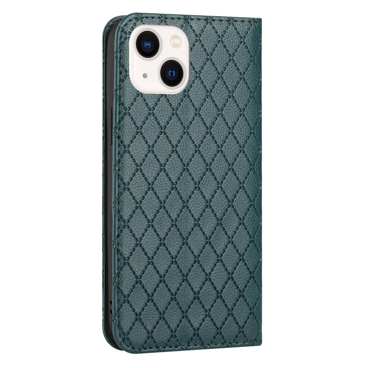 For iPhone 13 mini S11 RFID Diamond Lattice Flip Leather Phone Case