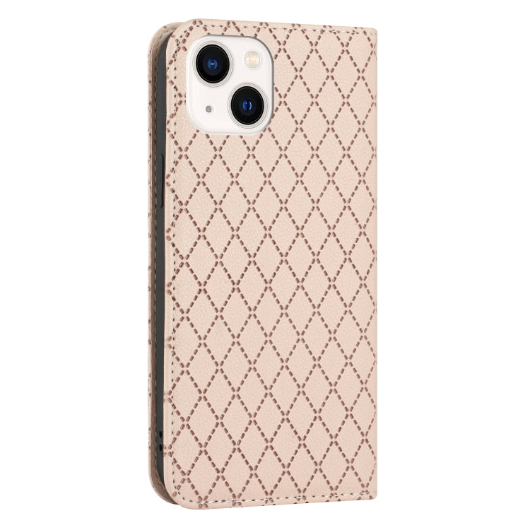 For iPhone 13 mini S11 RFID Diamond Lattice Flip Leather Phone Case