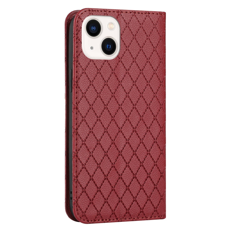 For iPhone 13 S11 RFID Diamond Lattice Flip Leather Phone Case