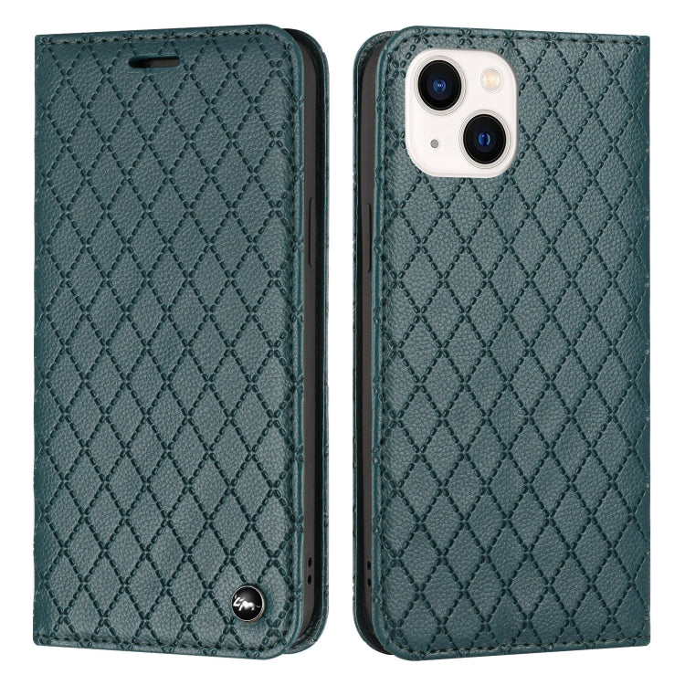 For iPhone 13 S11 RFID Diamond Lattice Flip Leather Phone Case
