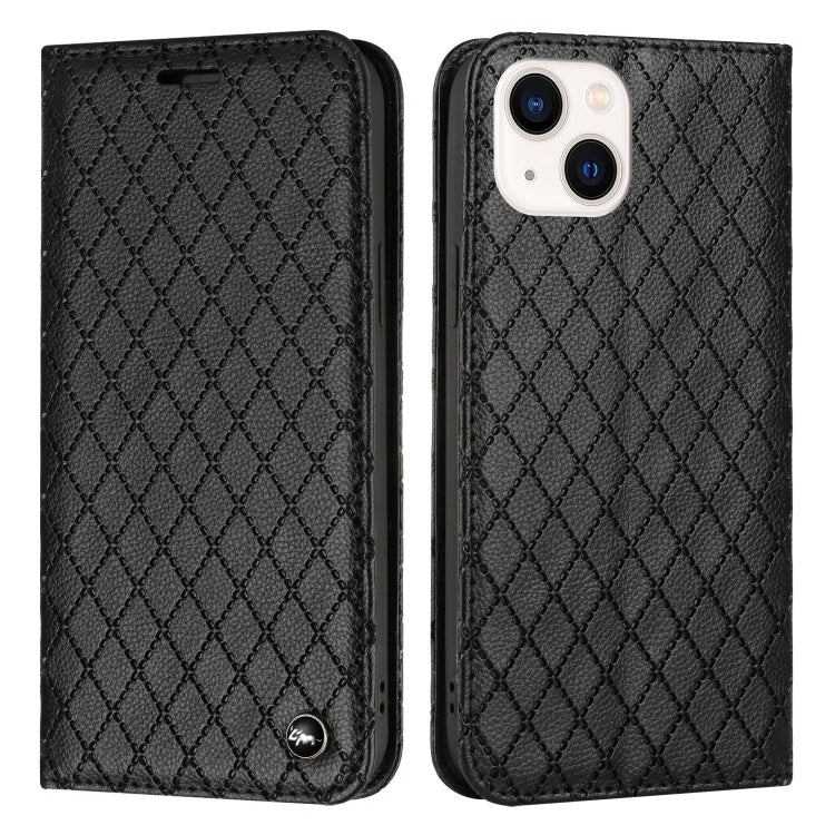 For iPhone 13 S11 RFID Diamond Lattice Flip Leather Phone Case