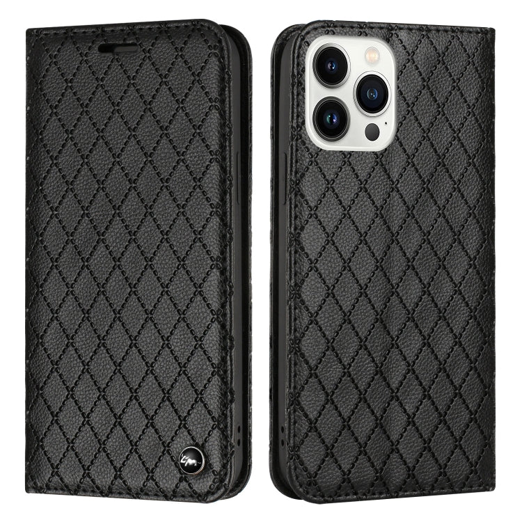 For iPhone 13 Pro Max S11 RFID Diamond Lattice Flip Leather Phone Case For iPhone 13 Pro