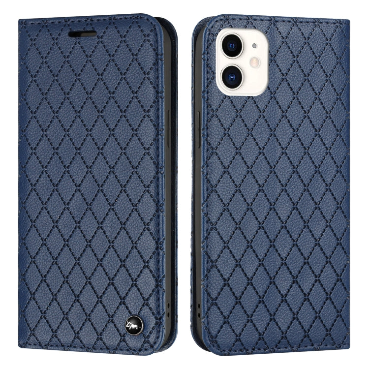 For iPhone 11 S11 RFID Diamond Lattice Flip Leather Phone Case