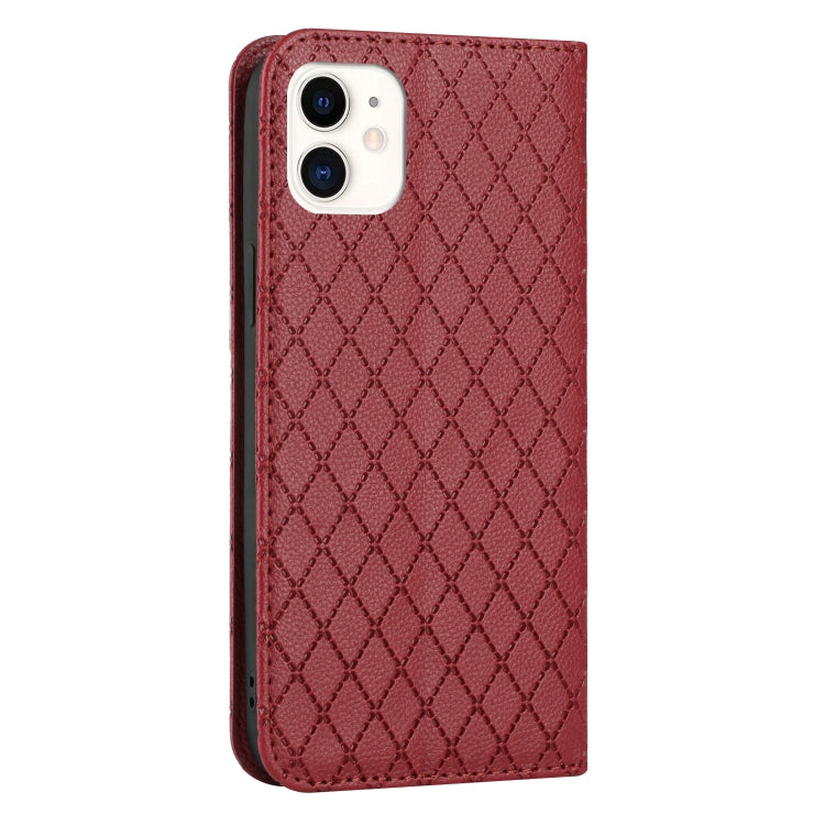 For iPhone 11 S11 RFID Diamond Lattice Flip Leather Phone Case