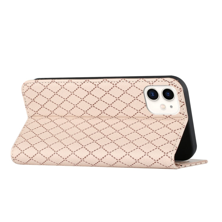 For iPhone 11 S11 RFID Diamond Lattice Flip Leather Phone Case