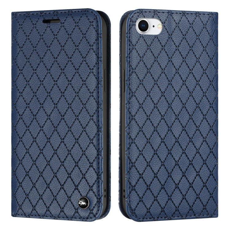 For iPhone SE 2022 / SE 2020 / 8 / 7 S11 RFID Diamond Lattice Flip Leather Phone Case
