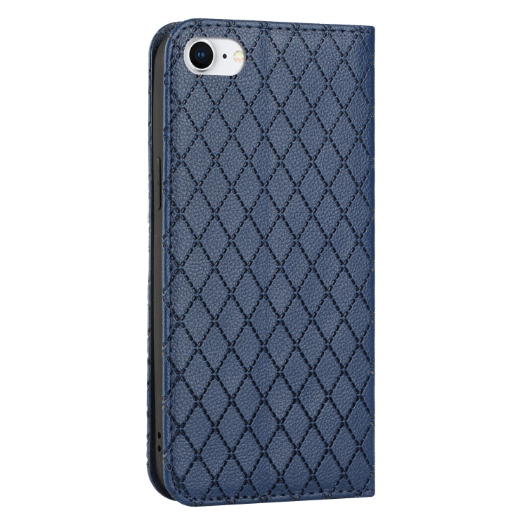 For iPhone SE 2022 / SE 2020 / 8 / 7 S11 RFID Diamond Lattice Flip Leather Phone Case