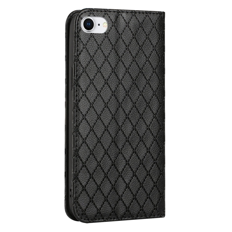 For iPhone SE 2022 / SE 2020 / 8 / 7 S11 RFID Diamond Lattice Flip Leather Phone Case