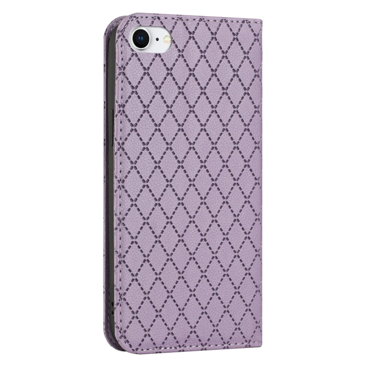 For iPhone SE 2022 / SE 2020 / 8 / 7 S11 RFID Diamond Lattice Flip Leather Phone Case