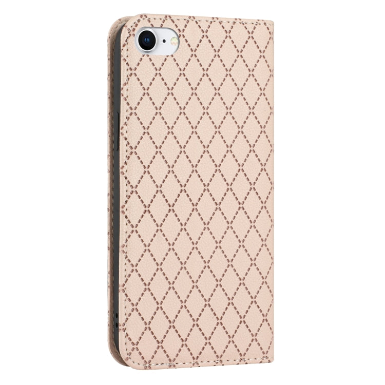 For iPhone SE 2022 / SE 2020 / 8 / 7 S11 RFID Diamond Lattice Flip Leather Phone Case