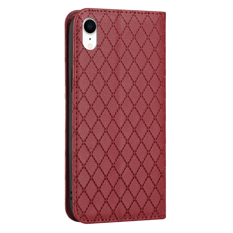 For iPhone XR S11 RFID Diamond Lattice Flip Leather Phone Case