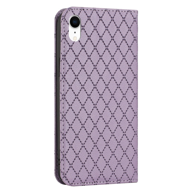 For iPhone XR S11 RFID Diamond Lattice Flip Leather Phone Case