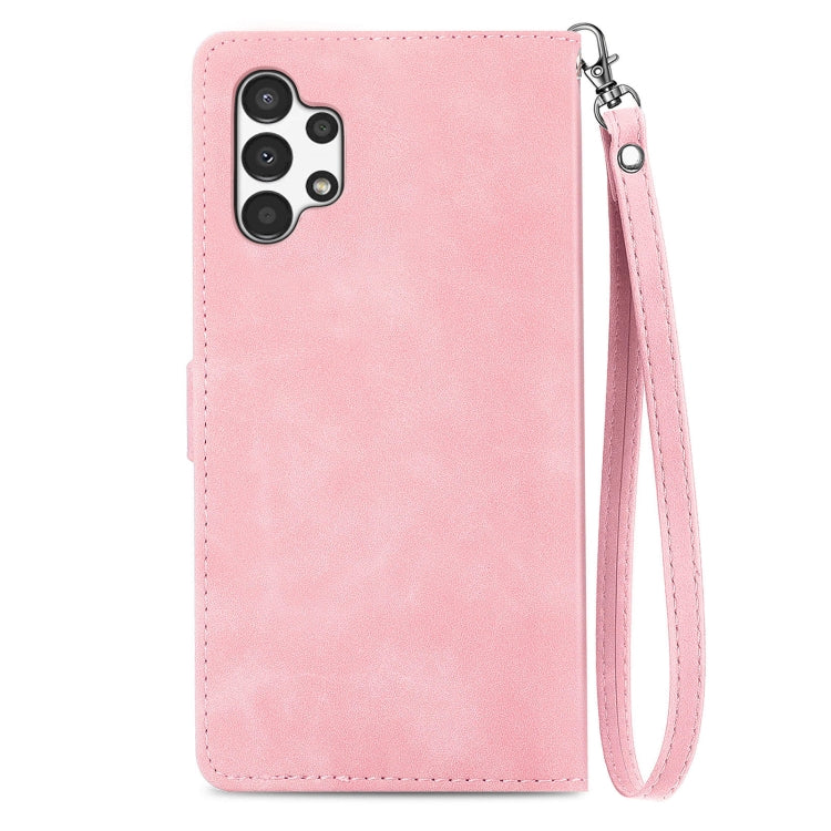 For Samsung Galaxy A13 4G Embossed Flower Shockproof Leather Phone Case