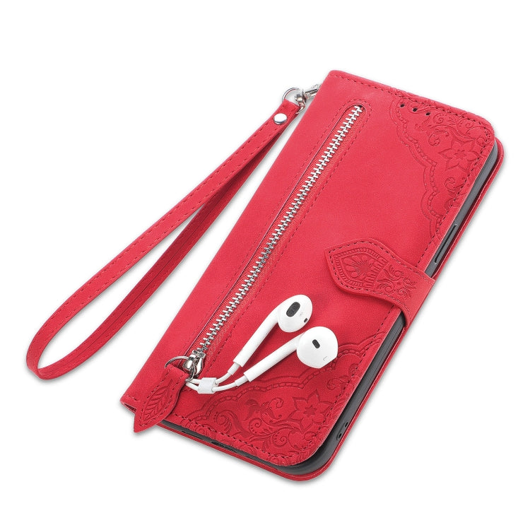 For Samsung Galaxy A13 4G Embossed Flower Shockproof Leather Phone Case