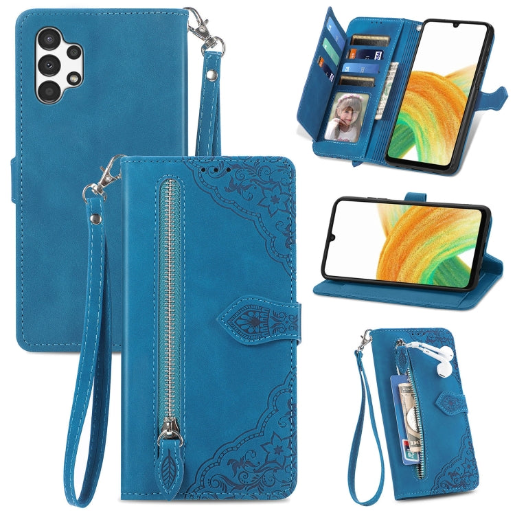For Samsung Galaxy A13 4G Embossed Flower Shockproof Leather Phone Case