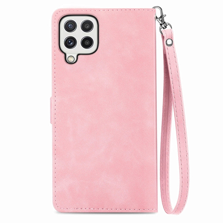 For Samsung Galaxy A22 4G Embossed Flower Shockproof Leather Phone Case