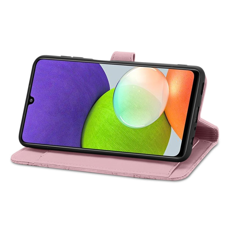 For Samsung Galaxy A22 4G Embossed Flower Shockproof Leather Phone Case