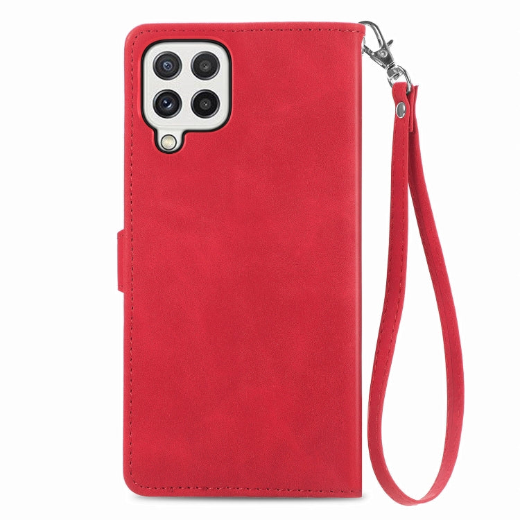 For Samsung Galaxy A22 4G Embossed Flower Shockproof Leather Phone Case