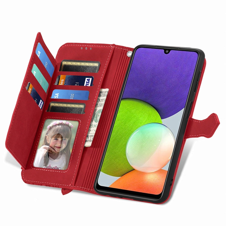 For Samsung Galaxy A22 4G Embossed Flower Shockproof Leather Phone Case