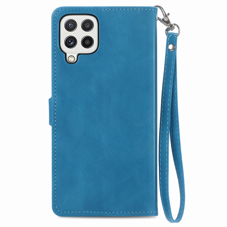 For Samsung Galaxy A22 4G Embossed Flower Shockproof Leather Phone Case