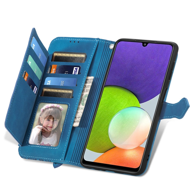 For Samsung Galaxy A22 4G Embossed Flower Shockproof Leather Phone Case