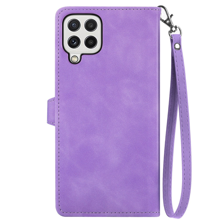 For Samsung Galaxy A22 4G Embossed Flower Shockproof Leather Phone Case